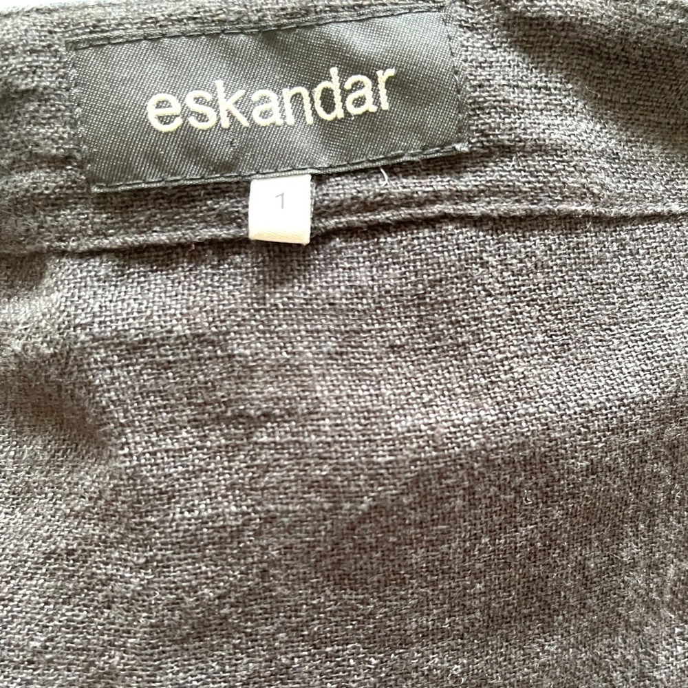 Eskandar 100% Linen Open Front Longline  Cardigan Coat Charcoal‎ Gray Lagenlook - Picture 4 of 7